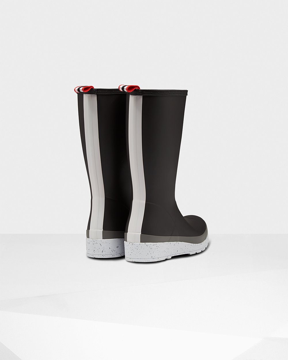Womens Play Boots - Hunter Original Tall Speckle Rain (86MIKNPHL) - Black/Grey